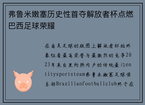 弗鲁米嫩塞历史性首夺解放者杯点燃巴西足球荣耀